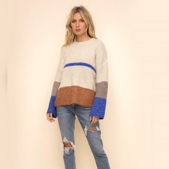 Hem & Thread Striped Color Blocked Sweater - Picture 1 of 7